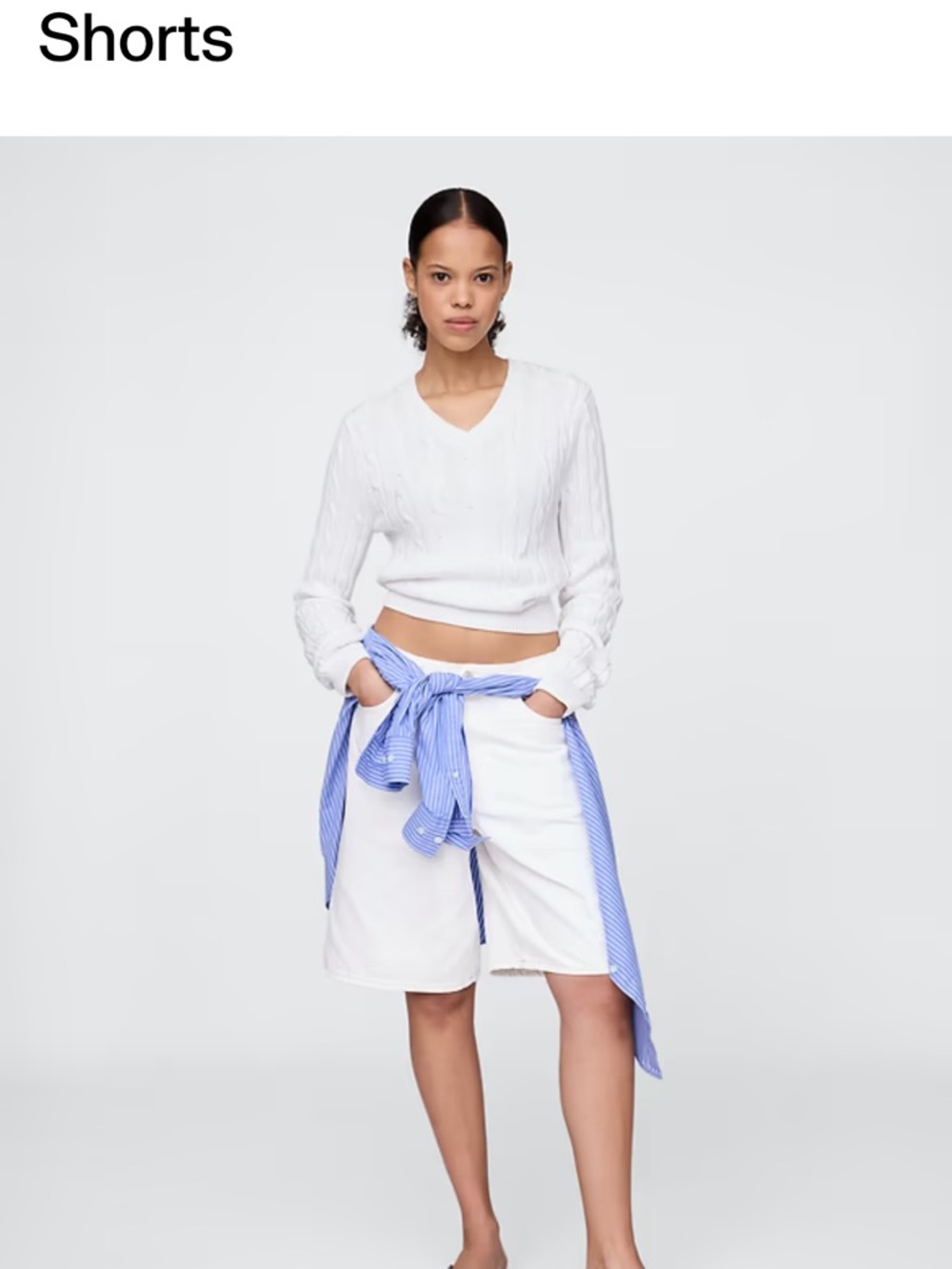 GAP Women's White Denim Bermuda Shorts 11 inch Mid Rise NWT in Plastic